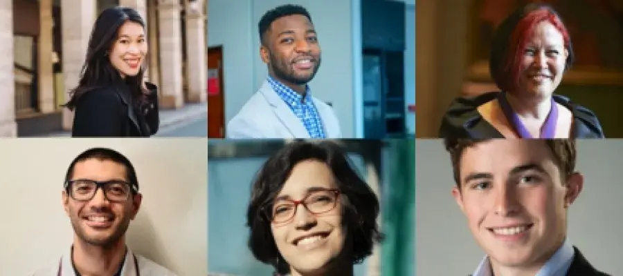 A collage of alumni portraits