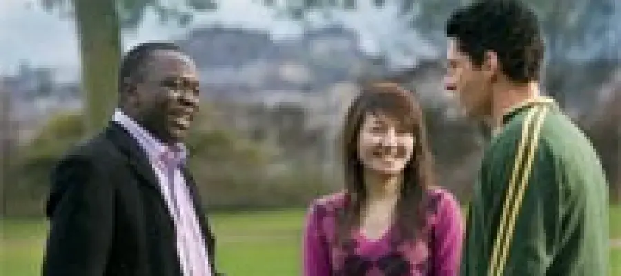 Students standing in a park