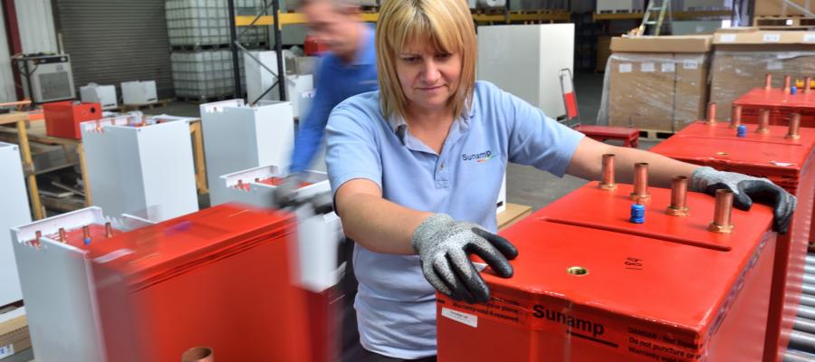 Staff in Sunamp's factory produce heat batteries