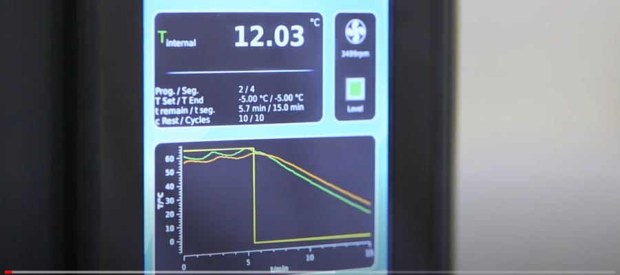 Photo of screen showing data during reaction monitoring.