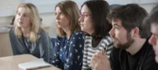 Students in a group meeting