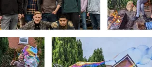 The group at a barbecue