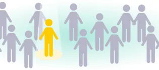 A group of people icons holding hands.