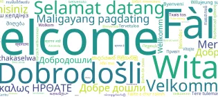 Word cloud with welcome in multiple languages