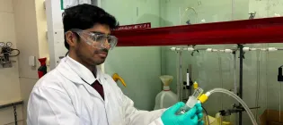Aayush Anand in the lab
