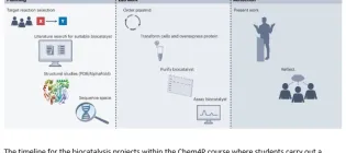 The timeline for the biocatalysis projects within the Chem4P course where students carry out a research project over 10 weeks