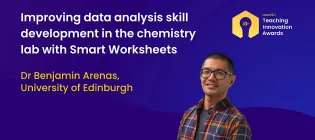 Webinar poster of Ben Arenas' talk entitled 'Improving data analysis skill development in the chemistry lab with Smart Worksheets'