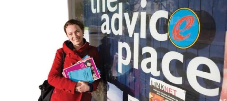 A student outside The Advice Place