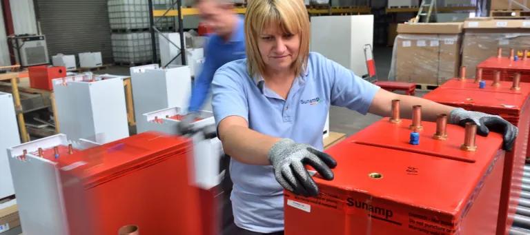 Staff in Sunamp's factory produce heat batteries