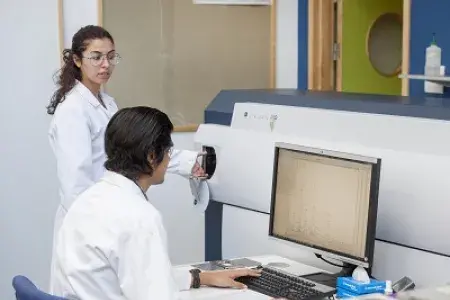 Two students in a lab