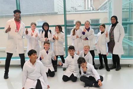 students posing together