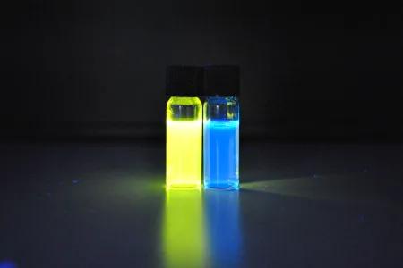 Backlit vials of photoactive polymers