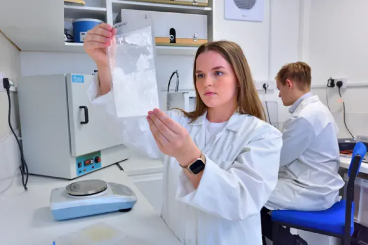 Hannah Logan, pictured, carried out her fourth-year project exploring low-temperature PCMs for refrigeration applications.