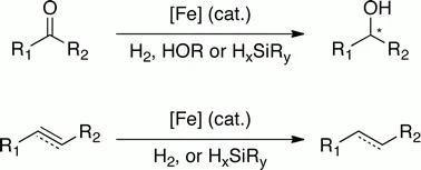 Iron-catalysed reduction of carbonyls and olefins.
