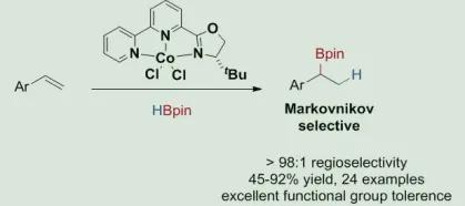 Cobalt-catalysed Markovnikov selective hydroboration of vinylarenes