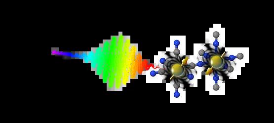 Diagram of a molecule being excited by a laser