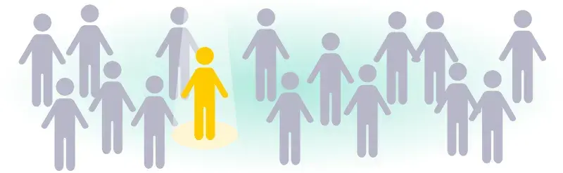 A group of people icons holding hands.