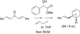 Enantioselective Homoallyl-cyclopropanation of Dibenzylideneacetone by Modified Allylindium Halide Reagents