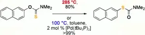 The Newman-Kwart Rearrangement of O-aryl thiocarbamates: Dramatic Reduction in Reaction Temperatures via Pd Catalysis