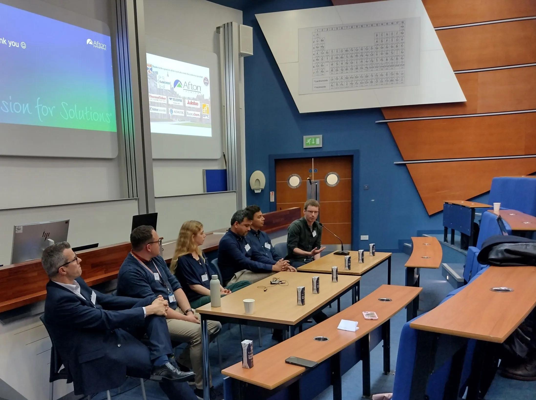 Discussion panel on careers in chemistry.