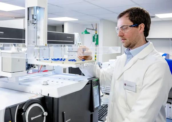 Scientist at GCMS instrument