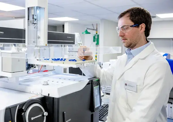 Scientist at GCMS instrument