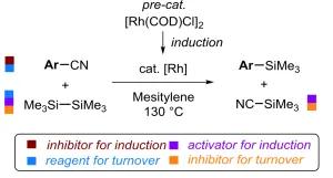 Analysis of Auto-induction, Inhibition and Auto-Inhibition in a Rh-Catalyzed C-C Cleavage: Mechanism of Decyanative Aryl-Silylation