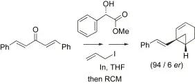 Enantioselective Homoallyl-cyclopropanation of Dibenzylideneacetone by Modified Allylindium Halide Reagents