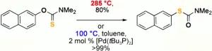 The Newman-Kwart Rearrangement of O-aryl thiocarbamates: Dramatic Reduction in Reaction Temperatures via Pd Catalysis