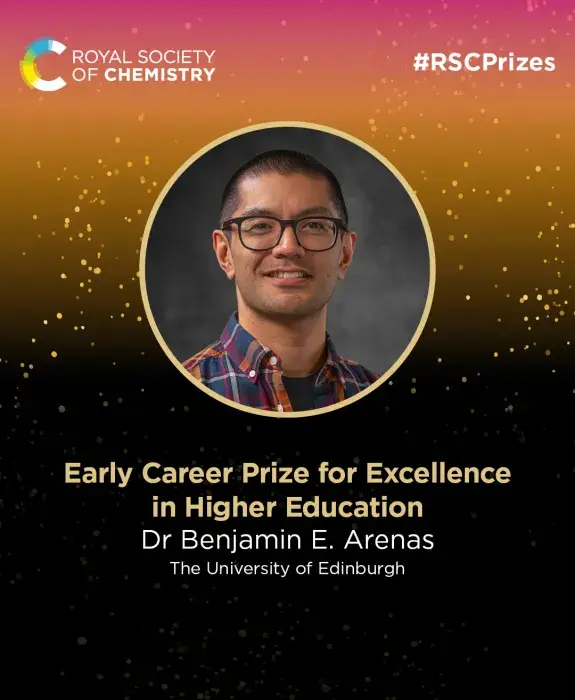 Dr Ben Arenas 2025 RSC Early Career Prize for Excellence in Higher Education
